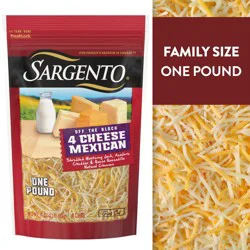 Sargento Natural 4 Cheese Mexican Shredded Cheese, Fine Cut, 16 oz
