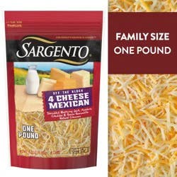 Sargento Natural 4 Cheese Mexican Shredded Cheese, Fine Cut, 16 oz
