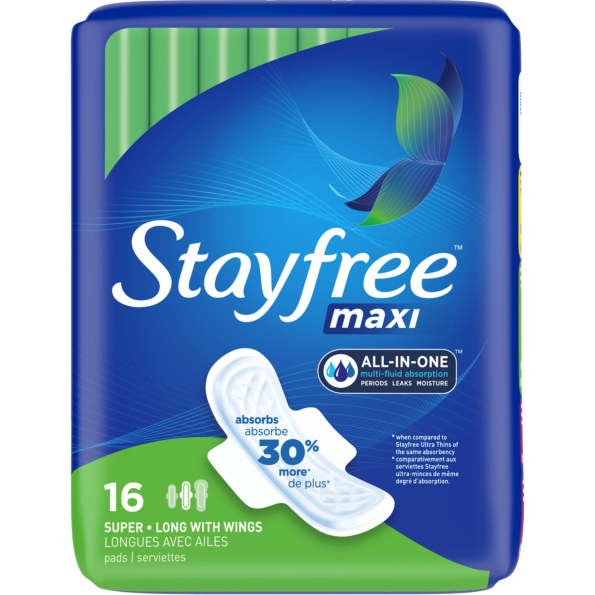 slide 1 of 8, Stayfree Maxi Super Long Pads with Wings For Women, Reliable Protection and Absorbency of Feminine Periods, 16 count, 16 ct