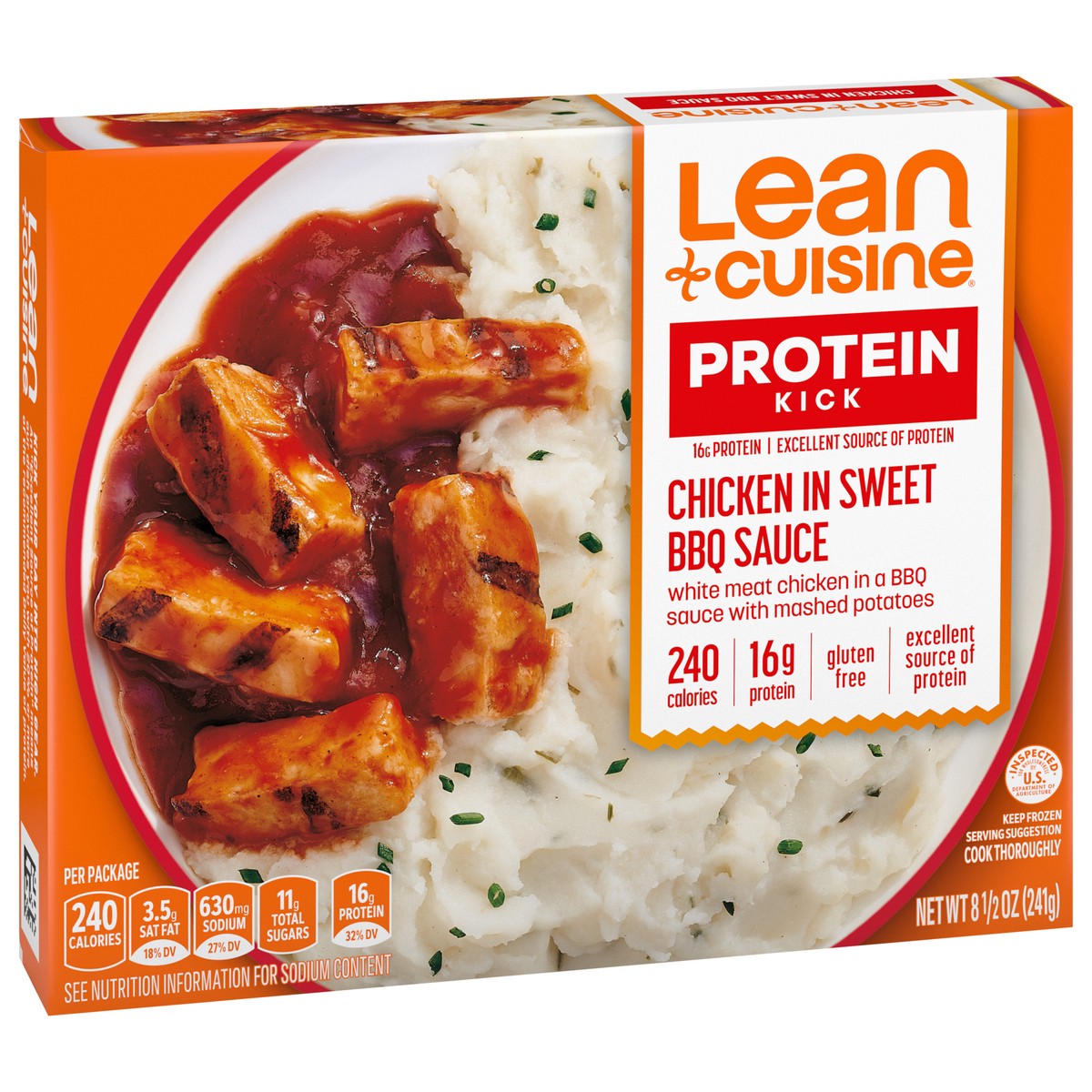 slide 2 of 9, Lean Cuisine Frozen Meal Chicken in Sweet BBQ Sauce, Protein Kick Microwave Meal, Microwave Chicken Dinner, Frozen Dinner for One, 8.5 oz