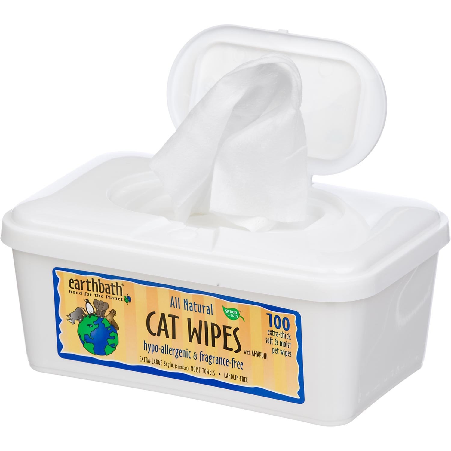 slide 1 of 1, earthbath All Natural Hypoallergenic and Fragrance Free Cat Wipes, 100 ct