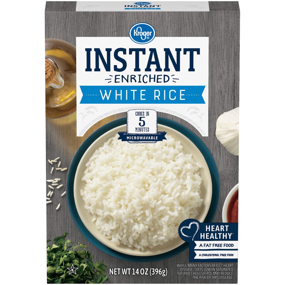 slide 1 of 4, Kroger Enriched Microwaveable Instant White Rice, 14 oz