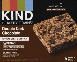 KIND Healthy Grains Bars, Double Dark Chocolate, 1.2 oz, 5 Count