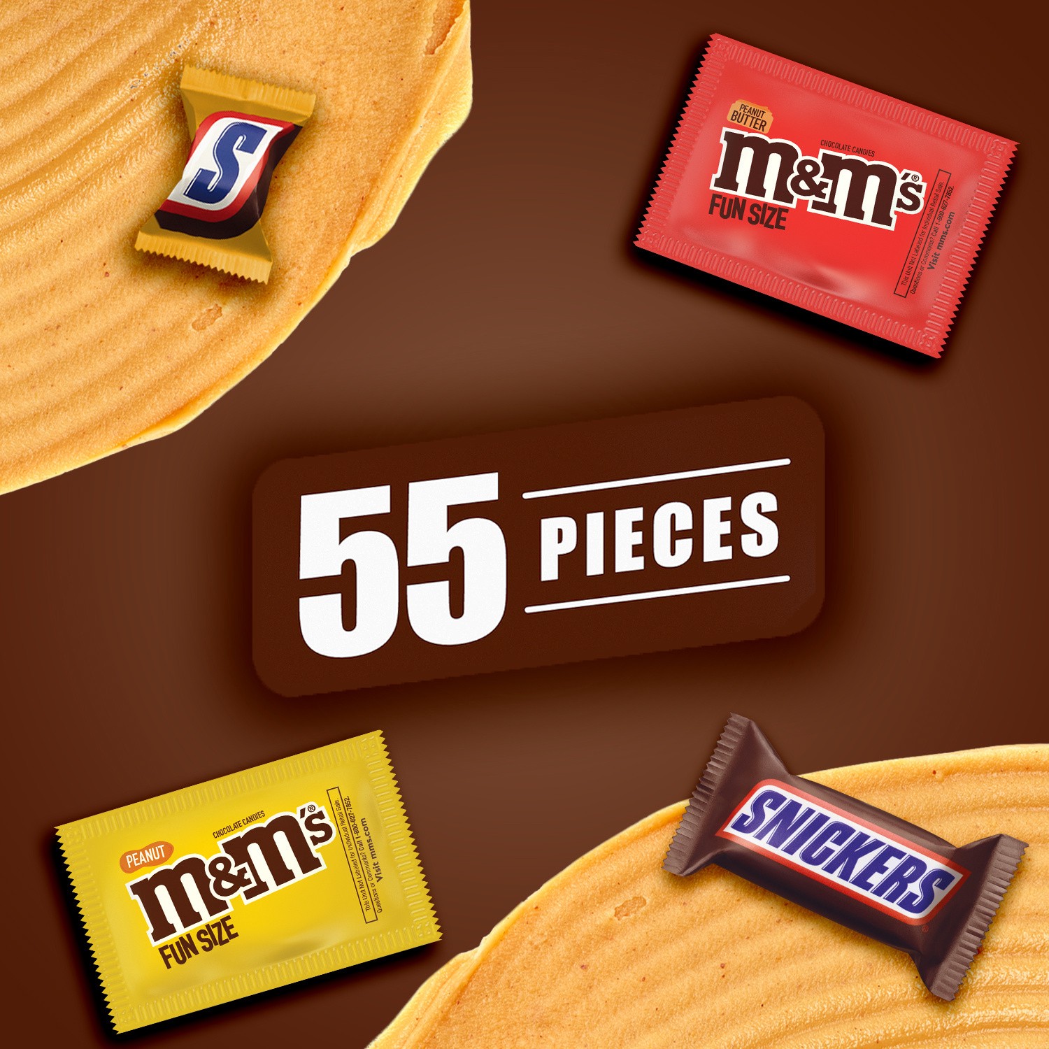 slide 6 of 8, Mixed SNICKERS & M&M'S Assorted Chocolate Candy Fun Size Peanut & Peanut Butter Lovers Variety Pack, 31.58 oz Bag, 31.58 oz
