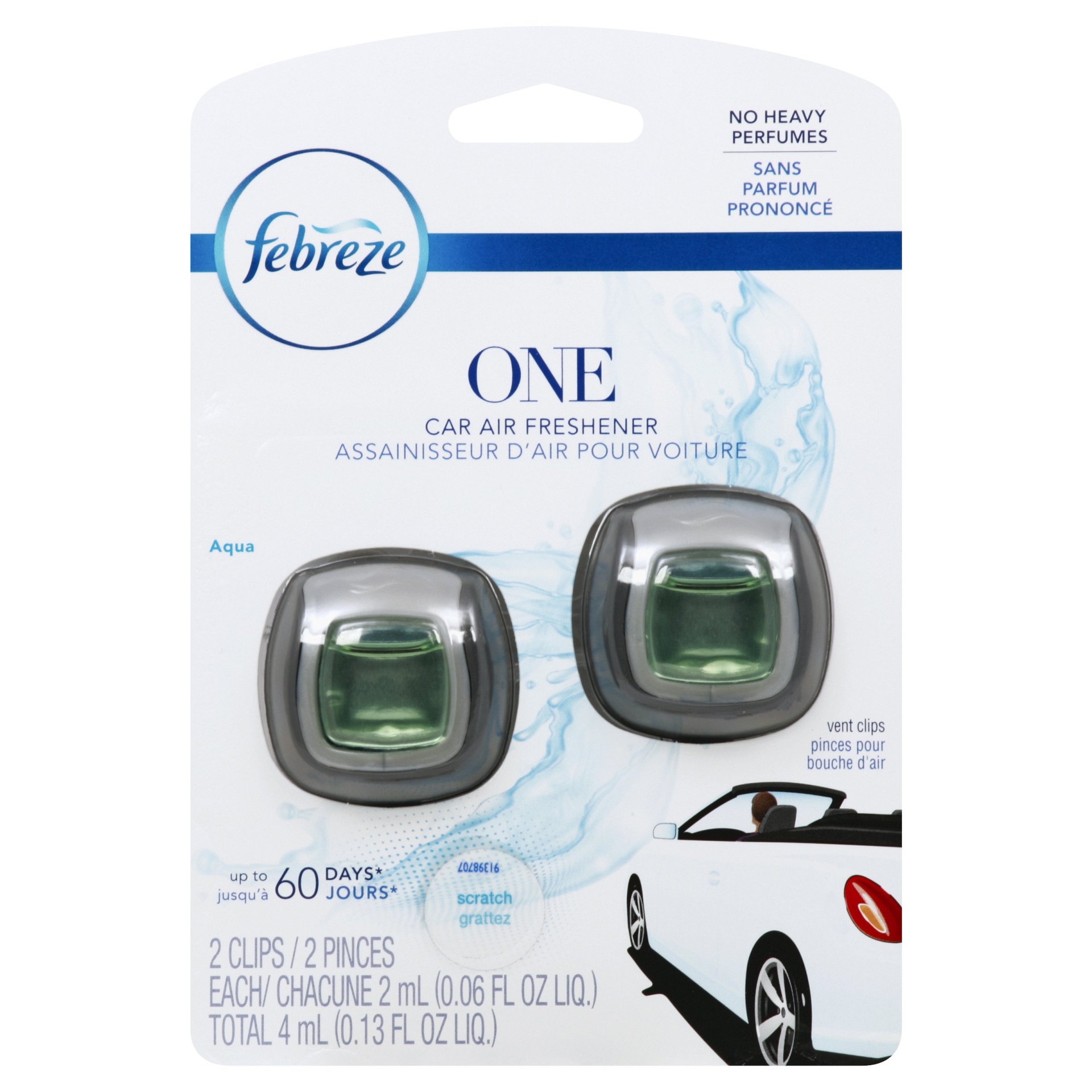 slide 1 of 1, Febreze One Aqua Vent Clip Air Freshener, 2 ct; 0.13 fl oz