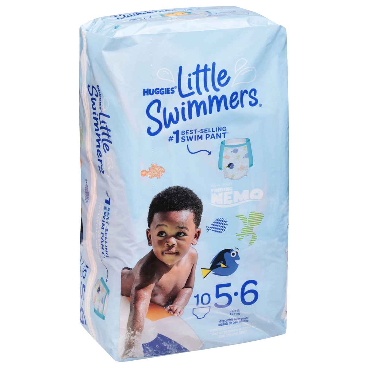 slide 6 of 9, Little Swimmers Disposable Swim Diapers, Size 5-6 (32+ lbs), 10 Ct, 10 ct