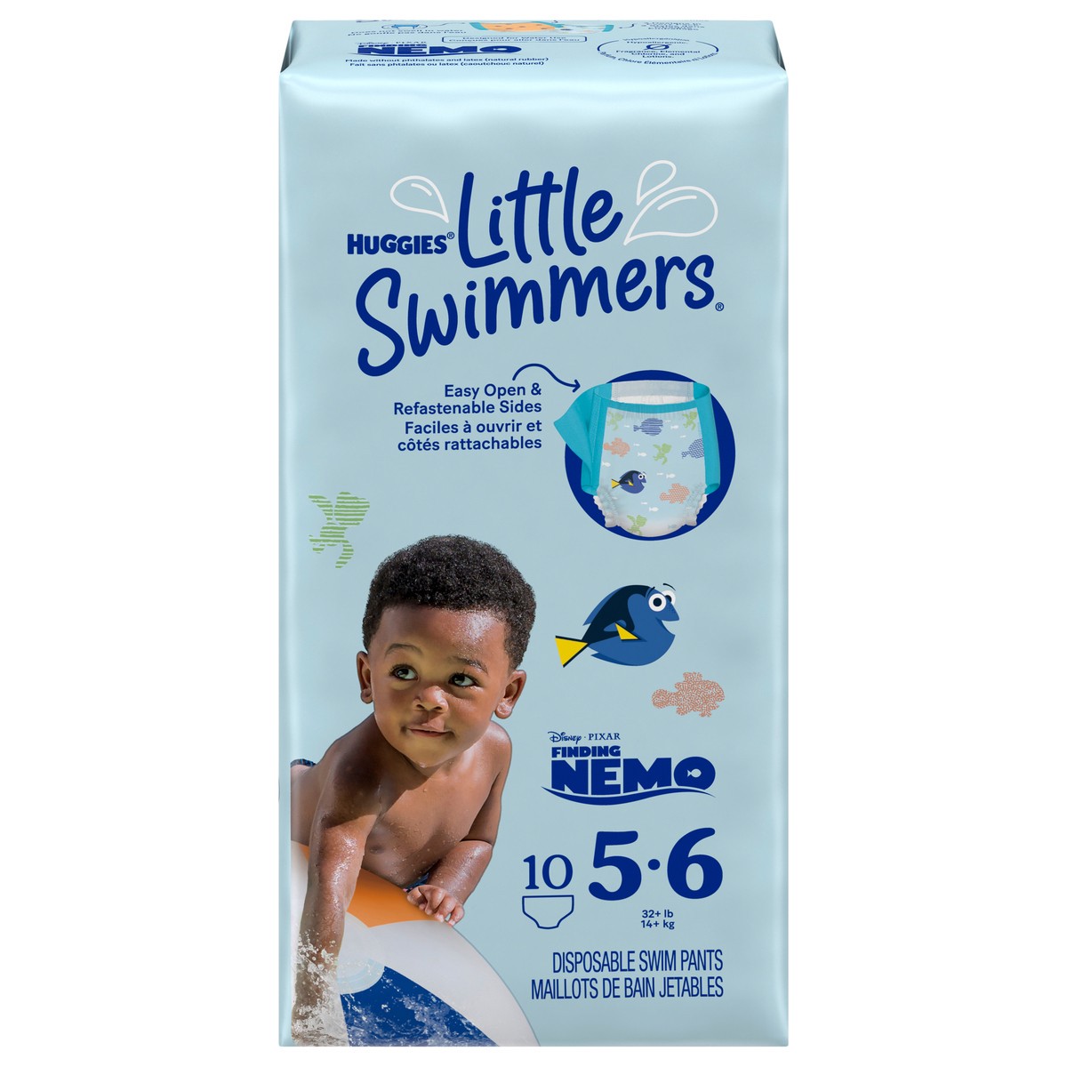 slide 1 of 9, Little Swimmers Disposable Swim Diapers, Size 5-6 (32+ lbs), 10 Ct, 10 ct