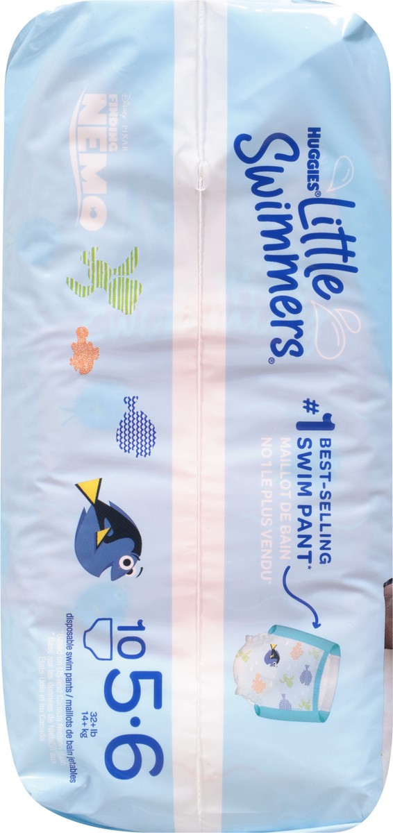 slide 2 of 9, Little Swimmers Disposable Swim Diapers, Size 5-6 (32+ lbs), 10 Ct, 10 ct