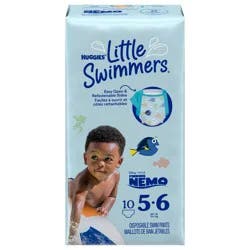 Little Swimmers Disposable Swim Diapers, Size 5-6 (32+ lbs), 10 Ct