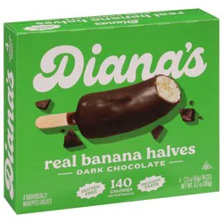 Diana's Real Bananas Dark Chocolate Whole Fruit Treats - 4 x 2.3 oz Packs