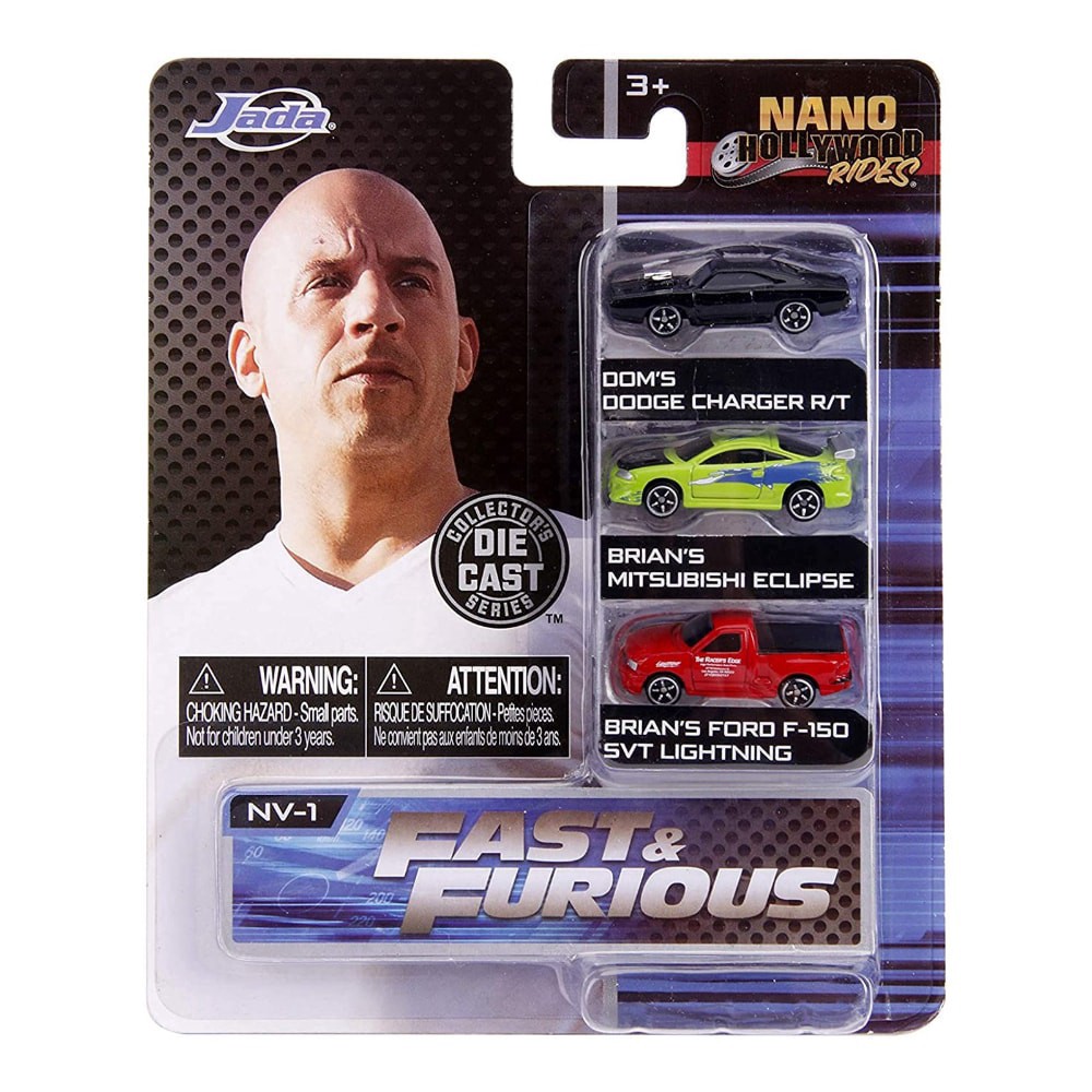 slide 1 of 1, Jada Toys Nano Hollywood Rides Fast And Furious Nv1 Set Of 3 Diecast Figures, 1 ct