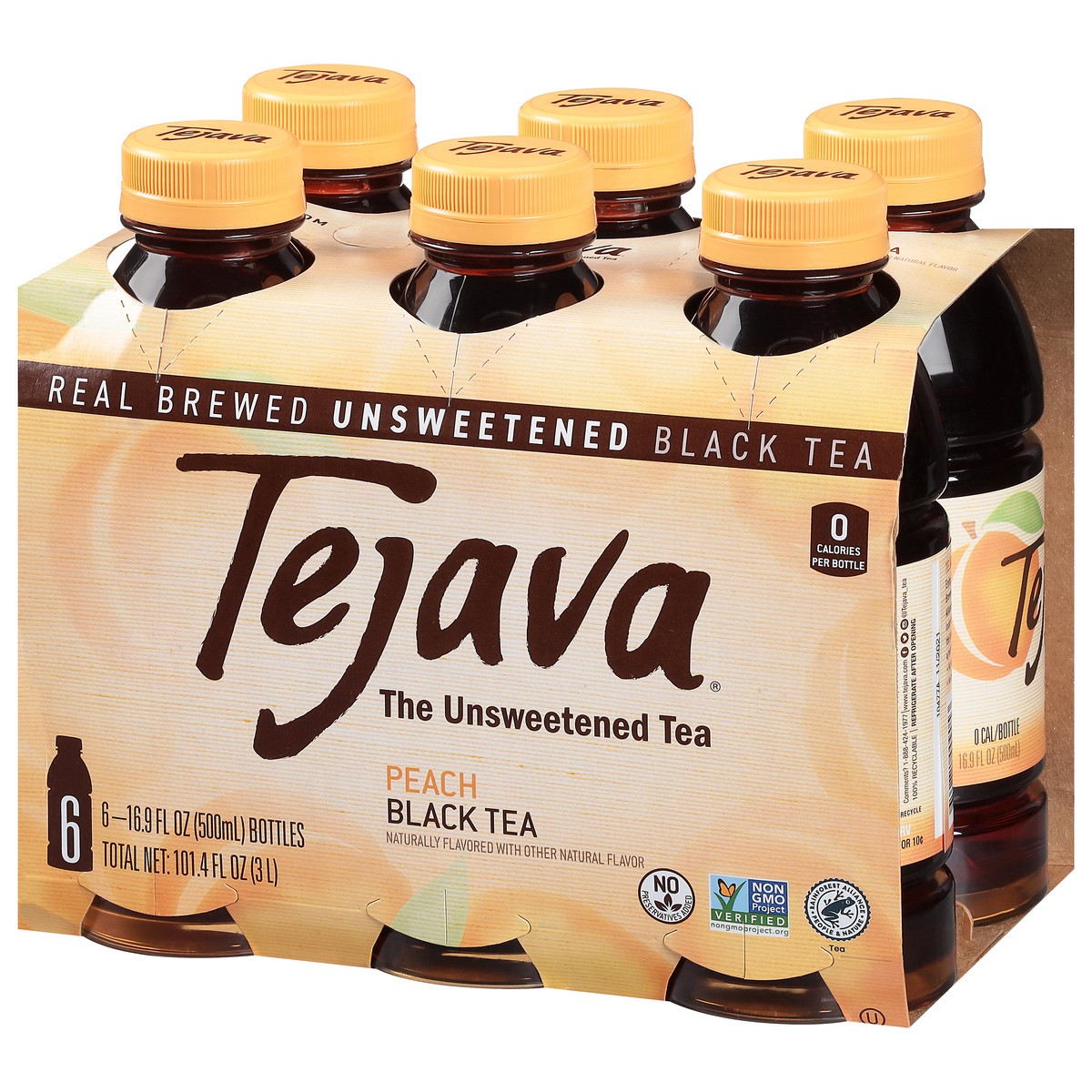 slide 3 of 9, Tejava Peach Black Tea Bottle 6 - 16.9 fl oz Bottles, 