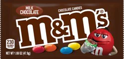 M&M'S Milk Chocolate Candy, Full Size, 1.69 oz Bag