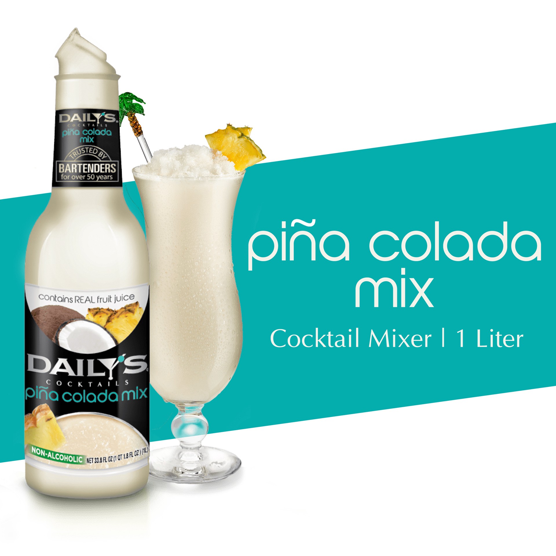 slide 1 of 13, Daily's Pina Colada Cocktail Mix, 1 Liter Bottle, 1 liter
