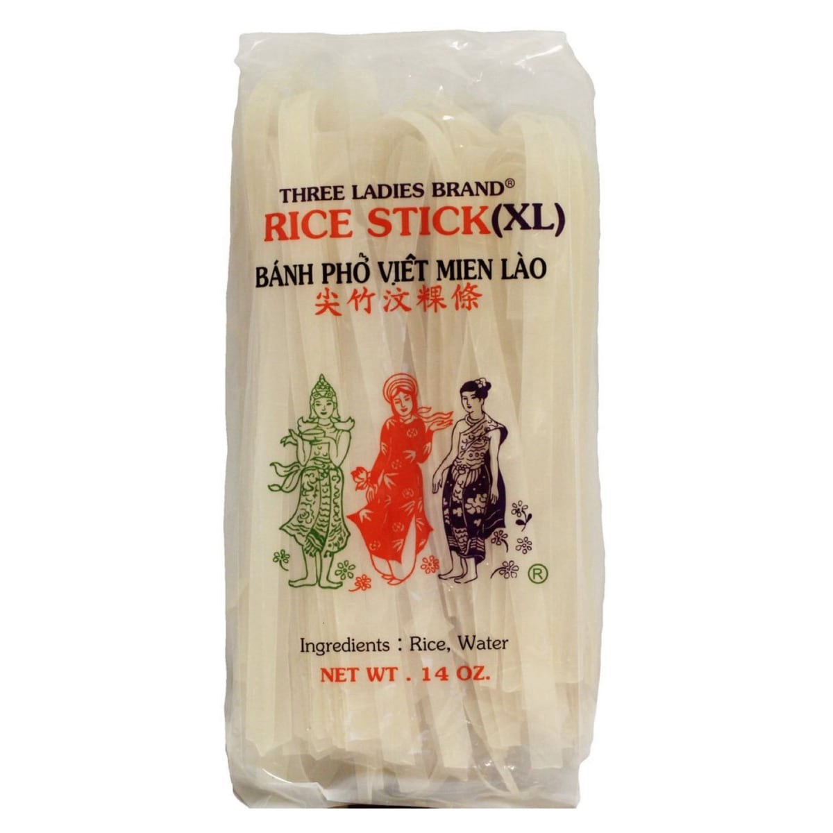 slide 1 of 1, Three Ladies Rice Stick 14 oz, 14 oz