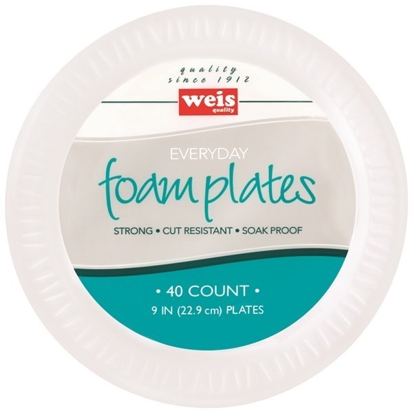 slide 1 of 1, Weis Quality Foam Plates, 40 ct; 8 7/8 in