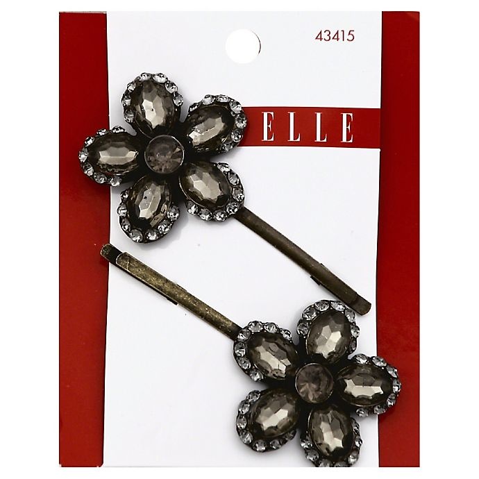 slide 1 of 1, ELLE Floral Bobby Pins, 2 ct