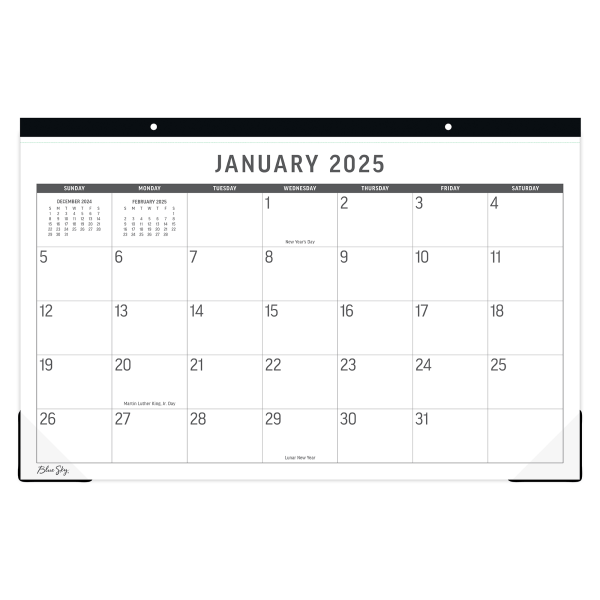 slide 2 of 2, 2025 Blue Sky Monthly Desk Pad Planning Calendar, 17"" X 11"", Large Print, January 2025 To December 2025, 1 ct