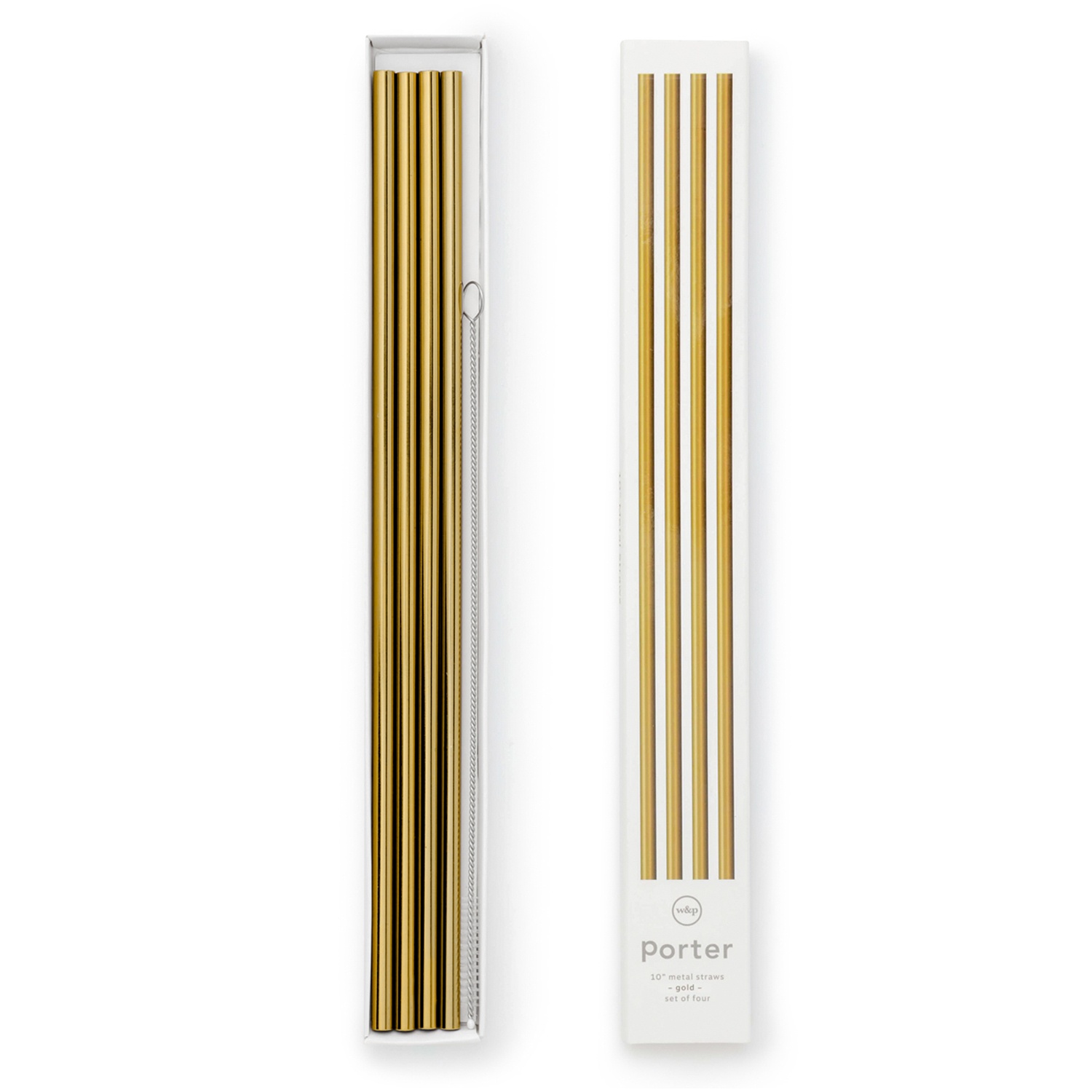 slide 1 of 1, W&P Design Metal Porter Straws, Gold, 1 ct