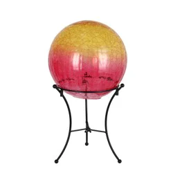 Hd Designs Outdoors Glass Gazing Ball With Stand - Yellow/Red