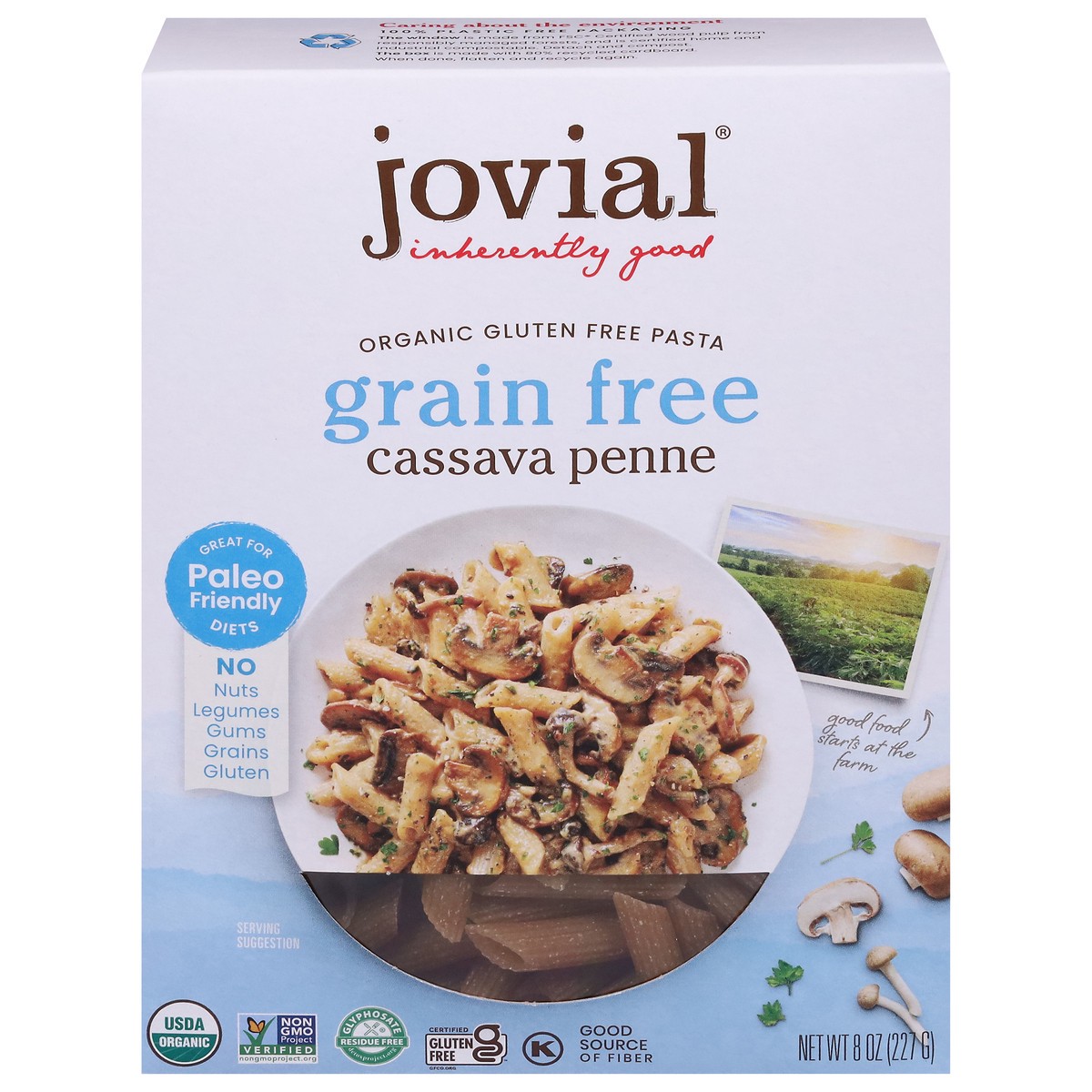 slide 1 of 1, Jovial Cassava Pasta Penne Organic, 8 oz