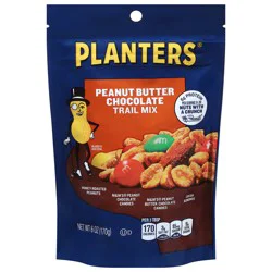 Planters Peanut Butter Chocolate Trail Mix with Honey Peanuts, M&M Peanut Butter & Peanut Chocolate Candies & Cocoa Almonds, 6 oz Bag