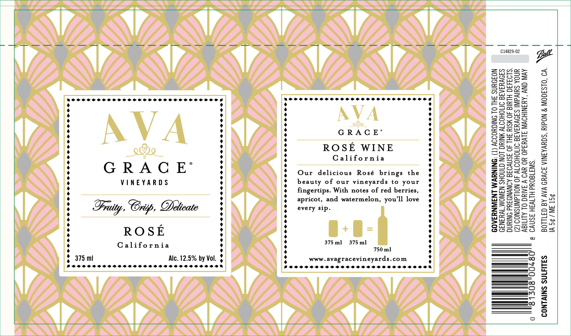 slide 3 of 5, AVA Grace Vineyards Rosé Wine, 375 ml