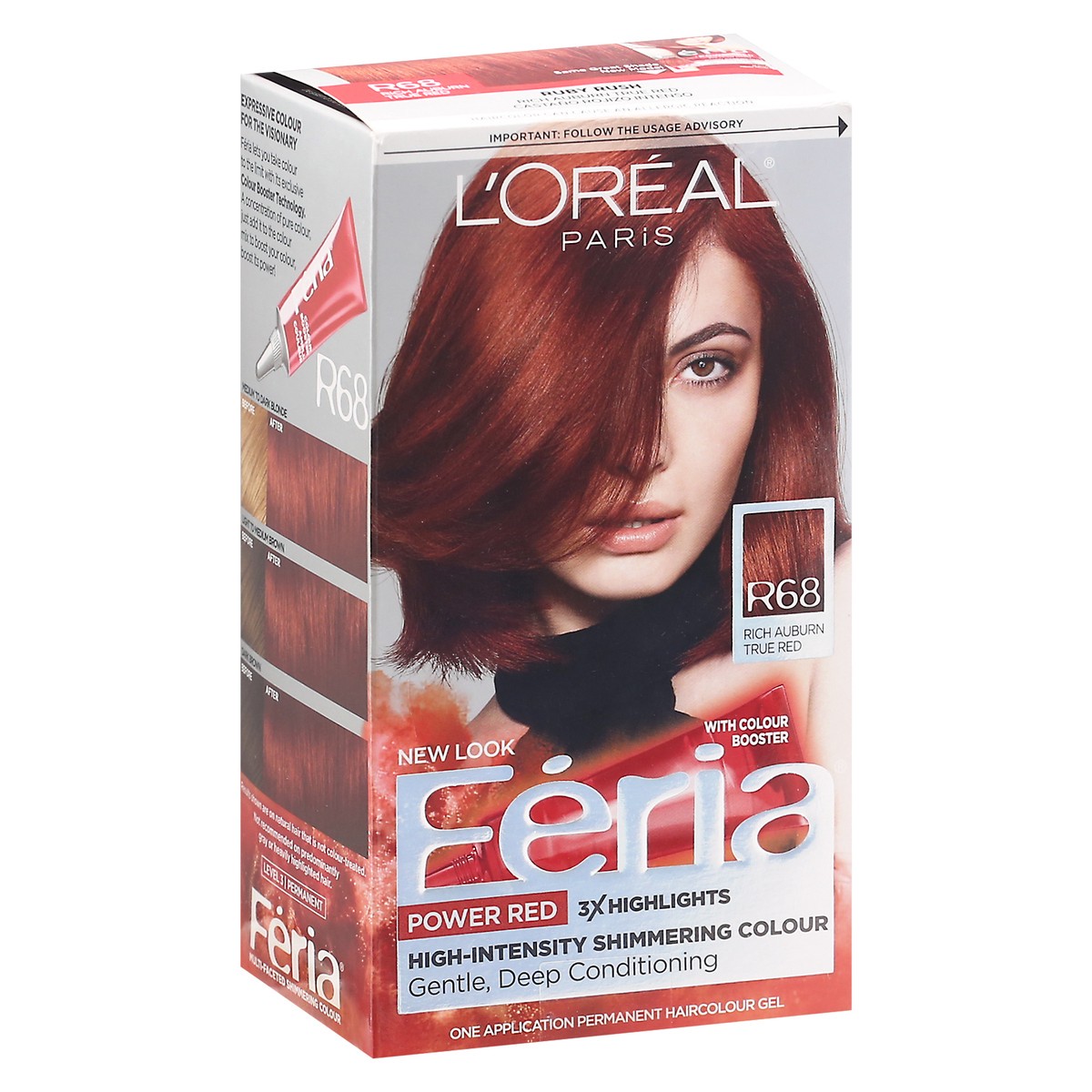 slide 2 of 9, L'Oréal Fería Rich Auburn True Red R68 Permanent Haircolour Gel 1 ea, 1 ct