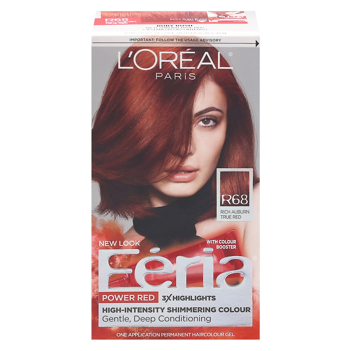 slide 1 of 9, L'Oréal Fería Rich Auburn True Red R68 Permanent Haircolour Gel 1 ea, 1 ct