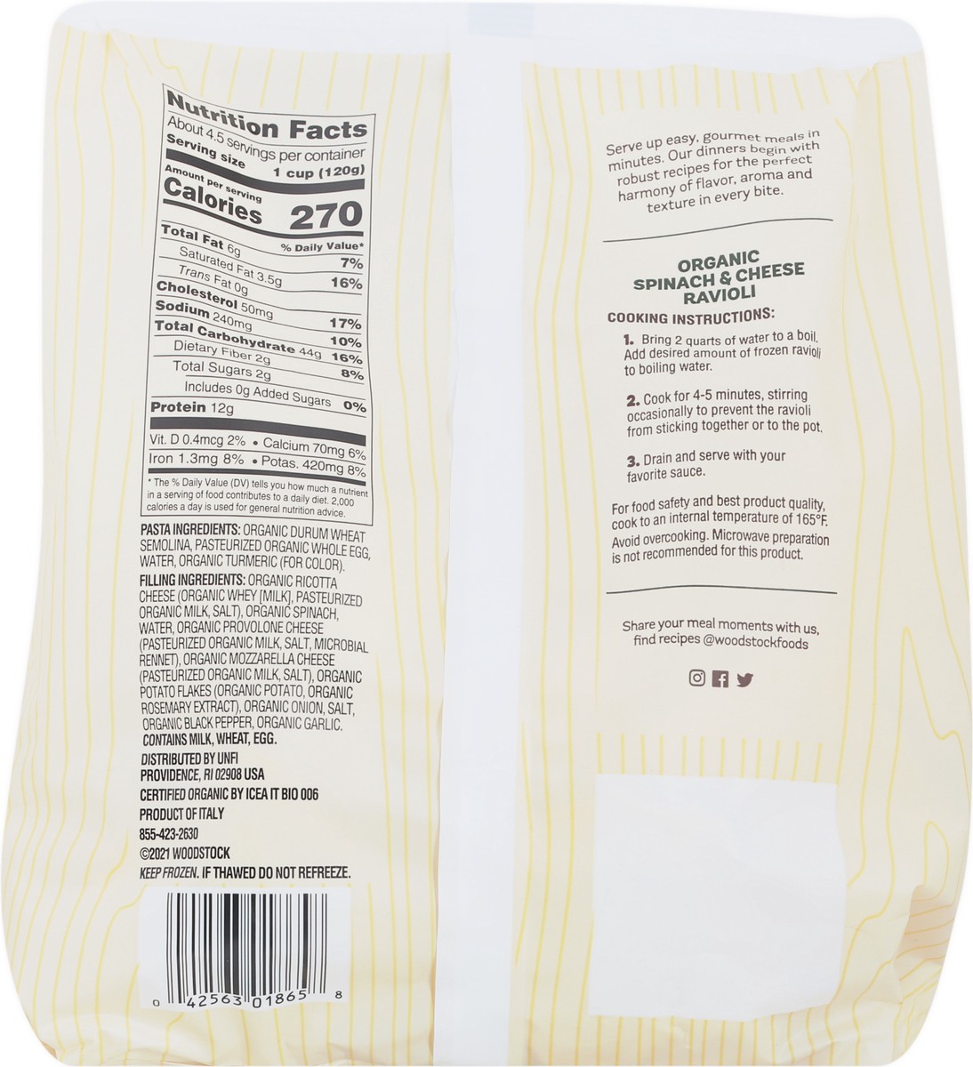 slide 5 of 13, Woodstock Organic Spinach & Cheese Ravioli 20 oz, 20 oz