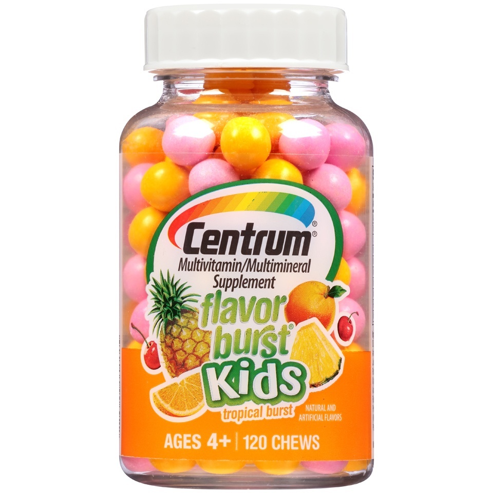 slide 1 of 1, Centrum Flavor Burst Kids Tropical Burst Multivitamin Supplement, 120 ct