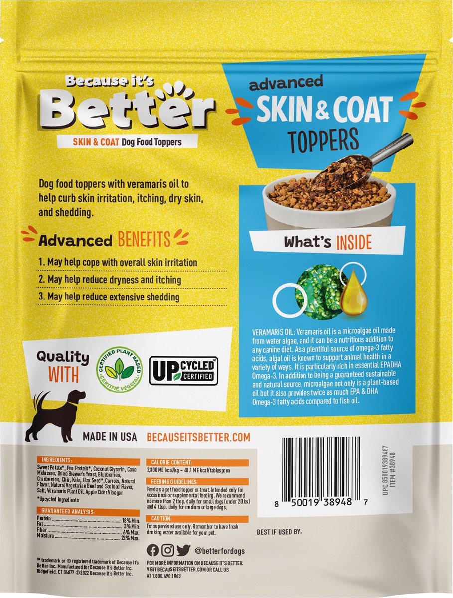 slide 3 of 8, Because It's Better Surf & Turf Advanced Skin & Coat Dog Food Toppers 10 oz, 10 oz