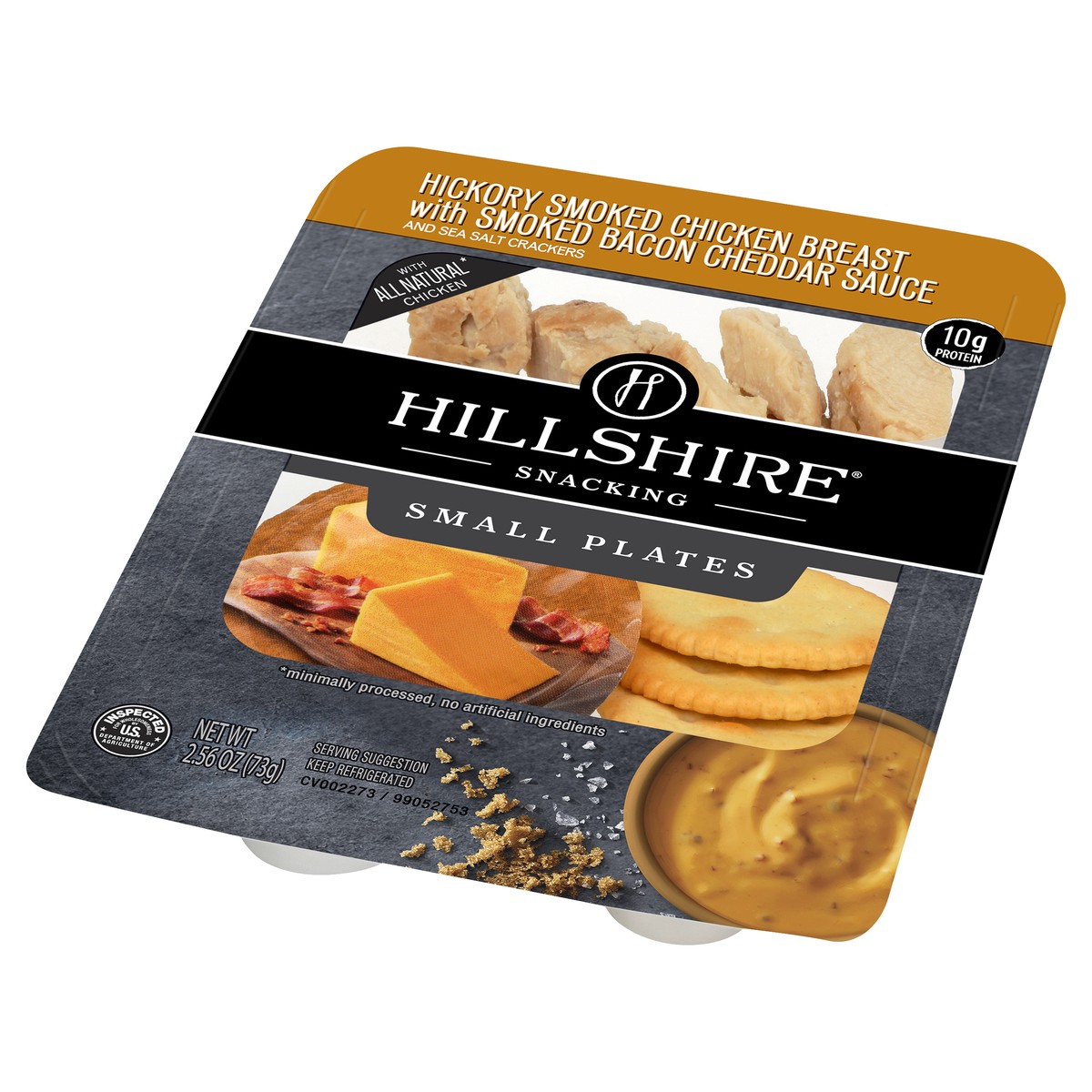 slide 5 of 7, Hillshire Snacking Hickory Smoked Chicken Breast with Smoked Bacon Cheddar Sauce Small Plates, 2.56 oz., 2.56 oz