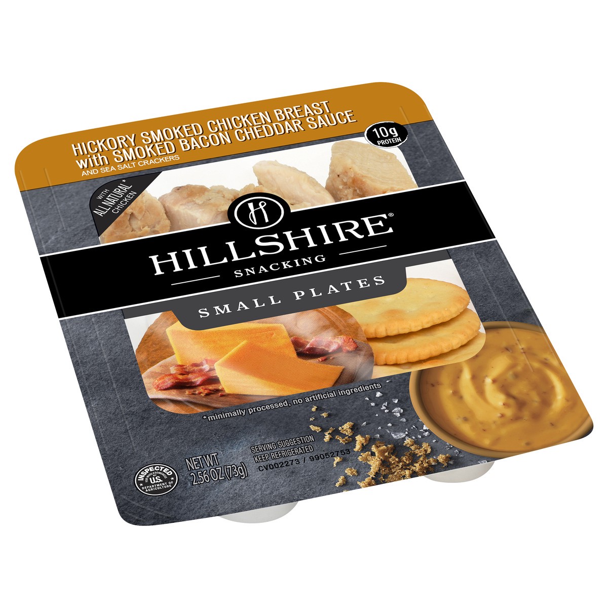 slide 4 of 7, Hillshire Snacking Hickory Smoked Chicken Breast with Smoked Bacon Cheddar Sauce Small Plates, 2.56 oz., 2.56 oz