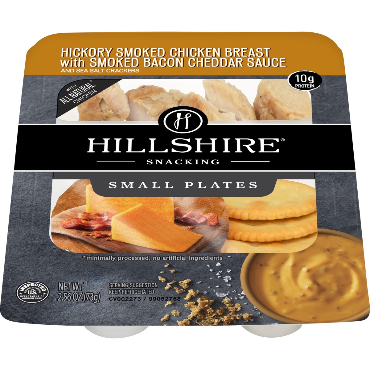 slide 1 of 7, Hillshire Snacking Hickory Smoked Chicken Breast with Smoked Bacon Cheddar Sauce Small Plates, 2.56 oz., 2.56 oz