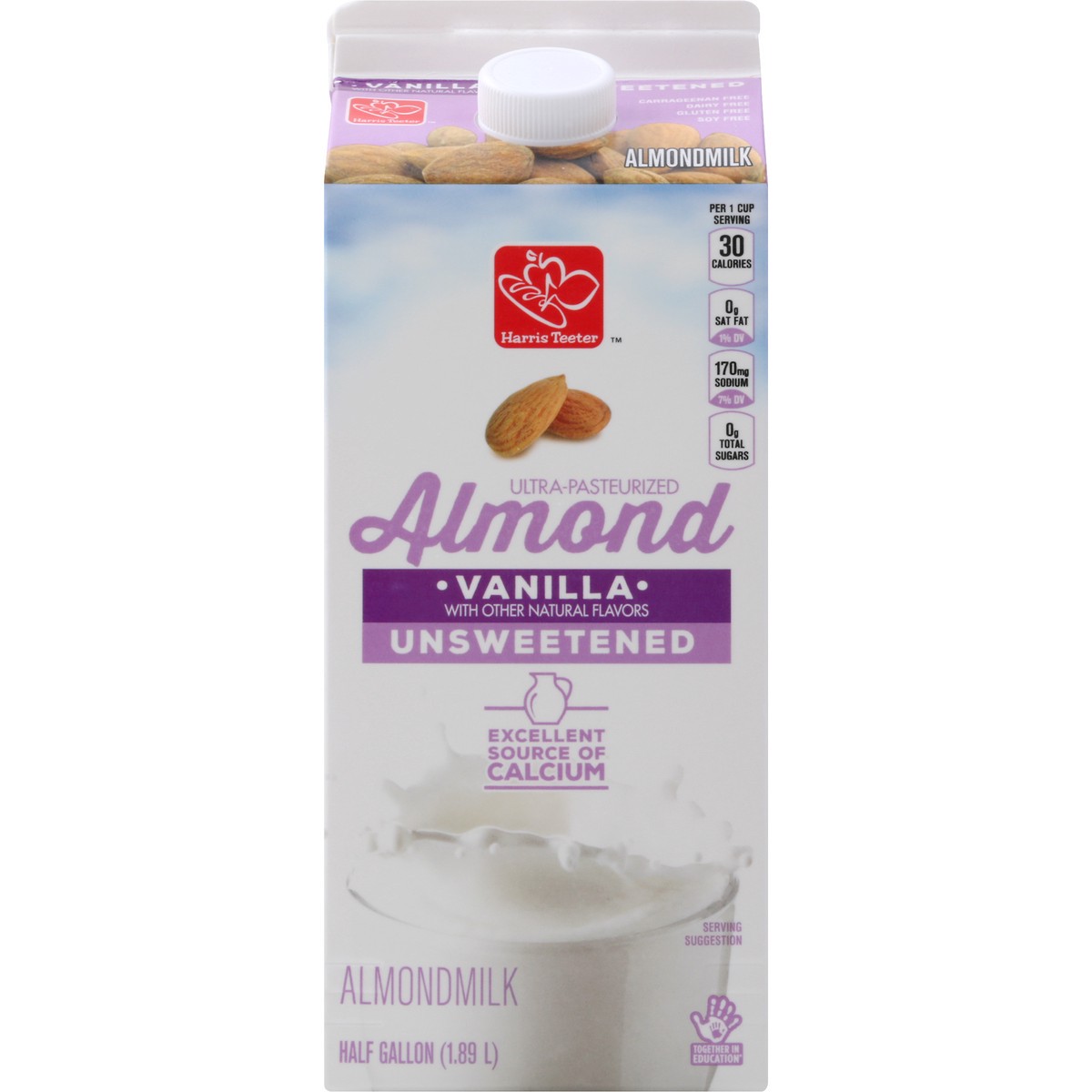 slide 5 of 9, Harris Teeter Unsweetened Vanilla Flavor Almond Drink, 64 oz