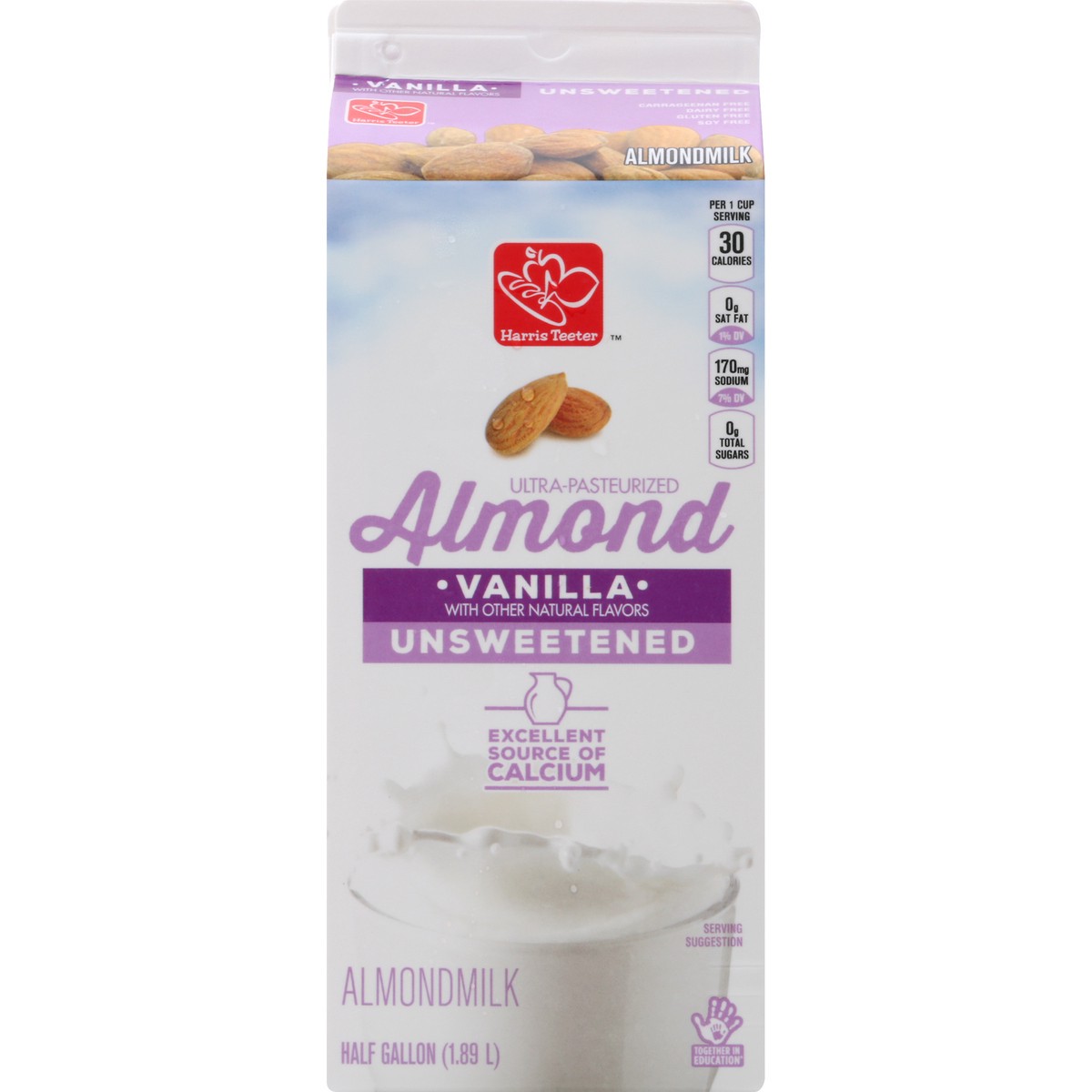 slide 7 of 9, Harris Teeter Unsweetened Vanilla Flavor Almond Drink, 64 oz