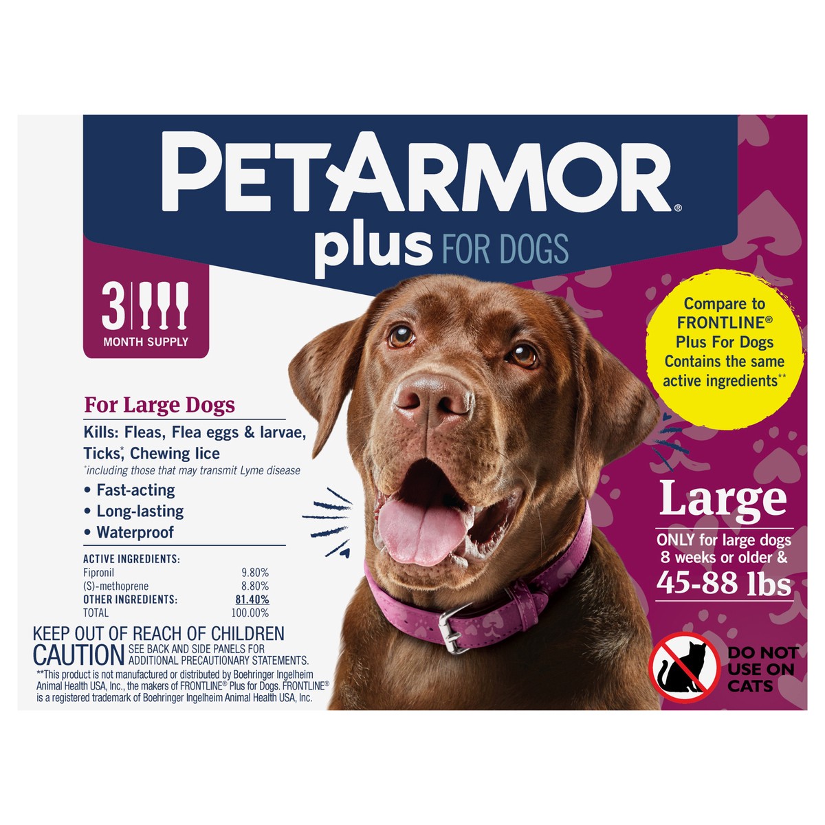 slide 1 of 2, PetArmor Plus for Large Dogs 45-88 lbs, Flea and Tick Protection for Dogs, 3-Month Supply, 1 ct