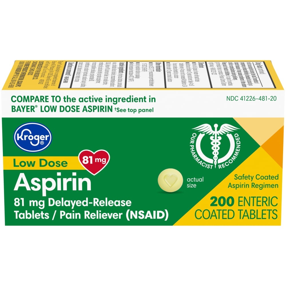 slide 1 of 1, Kroger Low Dose Aspirin Pain Reliever Tablets 81Mg, 200 ct