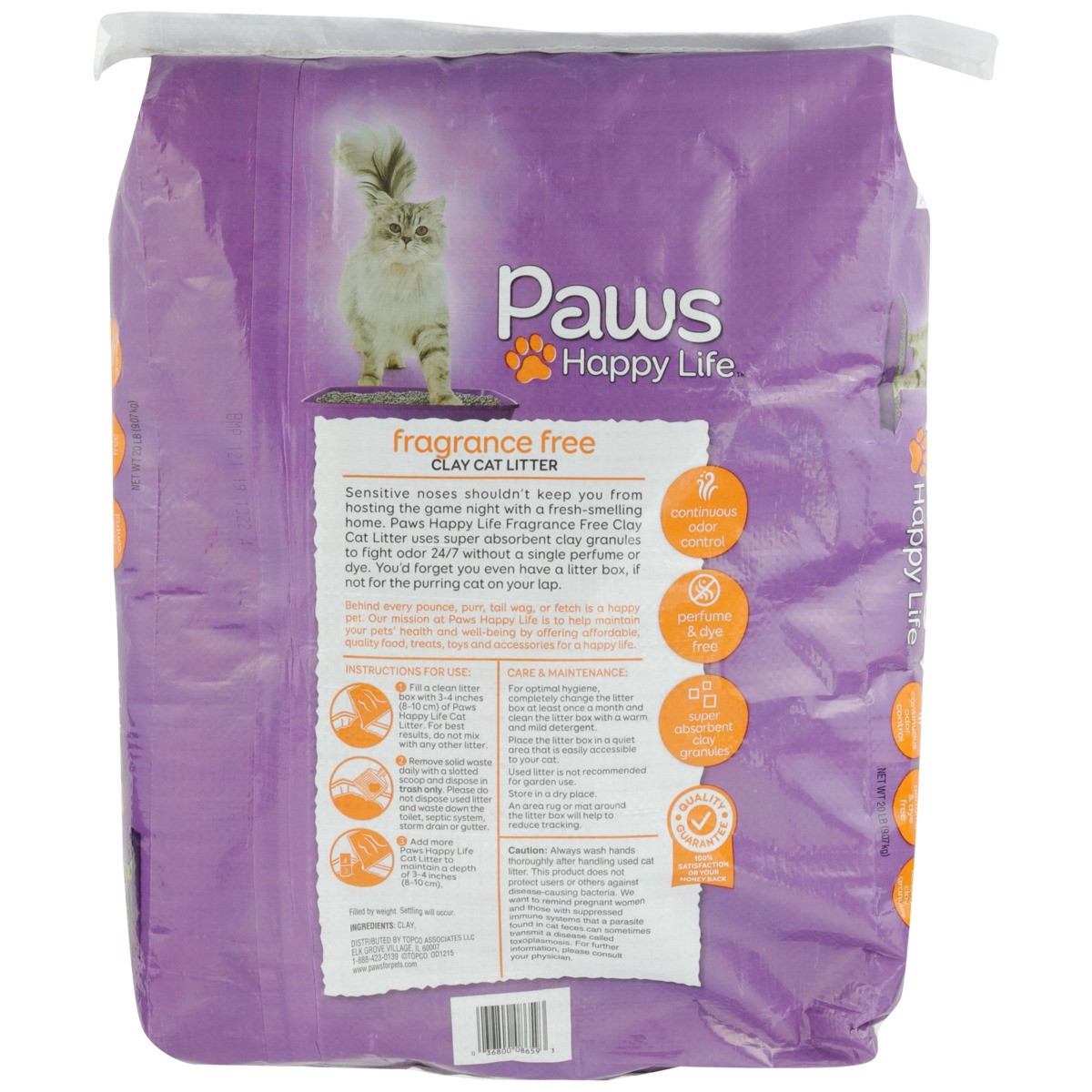 slide 4 of 9, Paws Happy Life Uscented Cat Litter, 20 lb