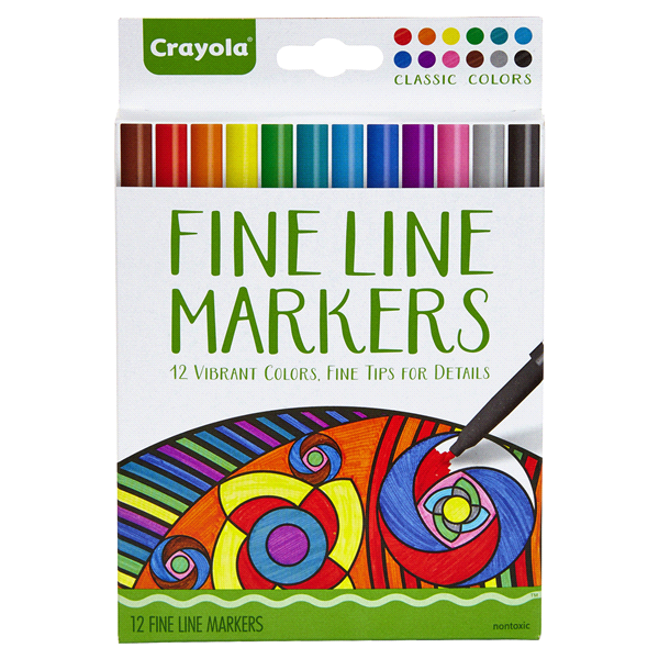 slide 1 of 1, Crayola Markers, Fine Line, 12 ct