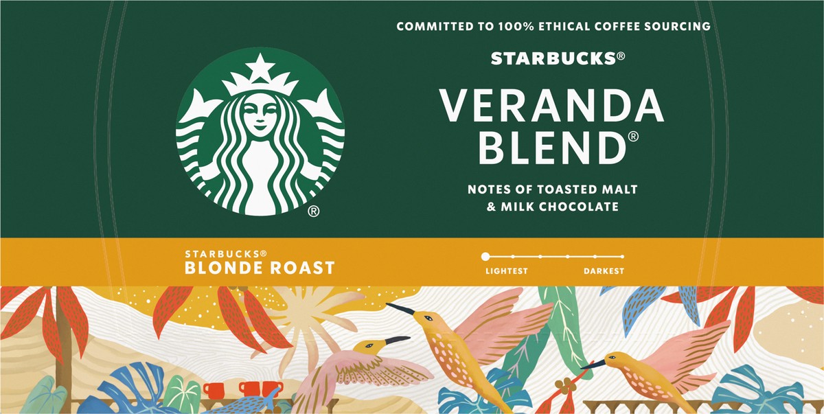 slide 3 of 9, Starbucks K-Cup Coffee Pods, Starbucks Blonde Roast Coffee, Veranda Blend, 100% Arabica, 1 box (32 pods), 32 ct