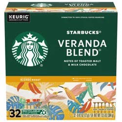 Starbucks K-Cup Pods Blonde Roast Ground Veranda Blend Coffee 32 - 0.42 oz ea