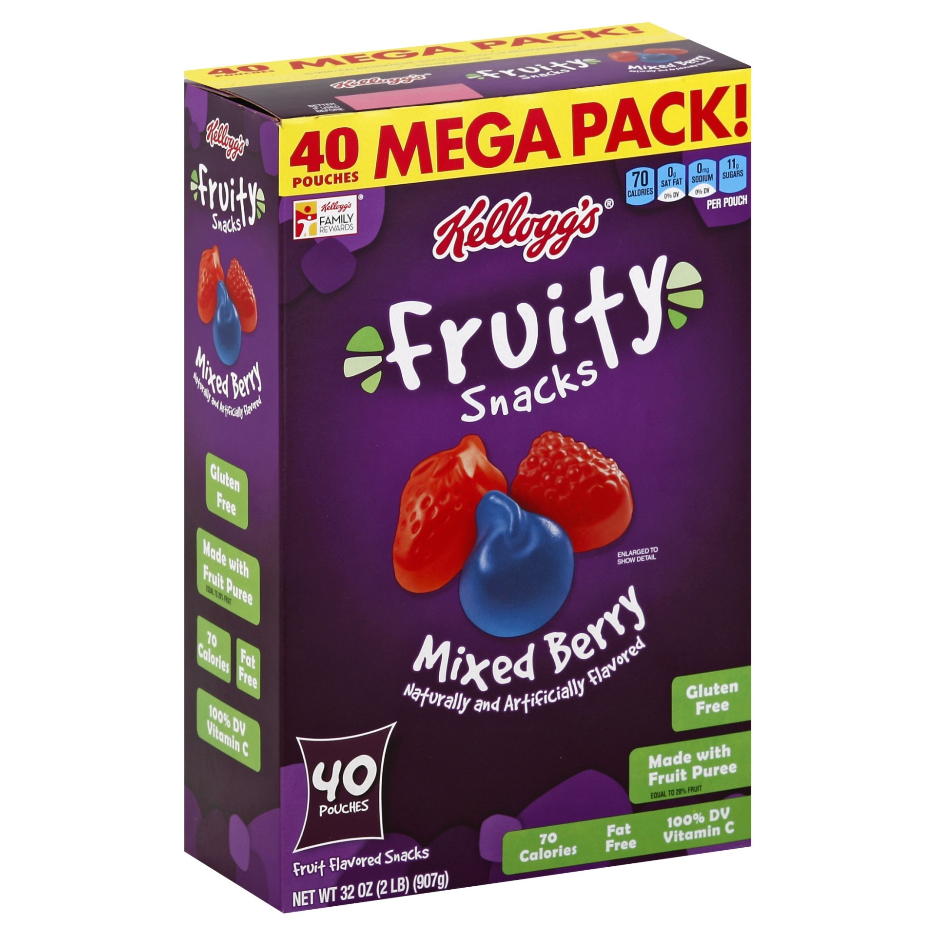 slide 1 of 1, Kellogg's Mixed Berry Fruity Snacks, 32 oz
