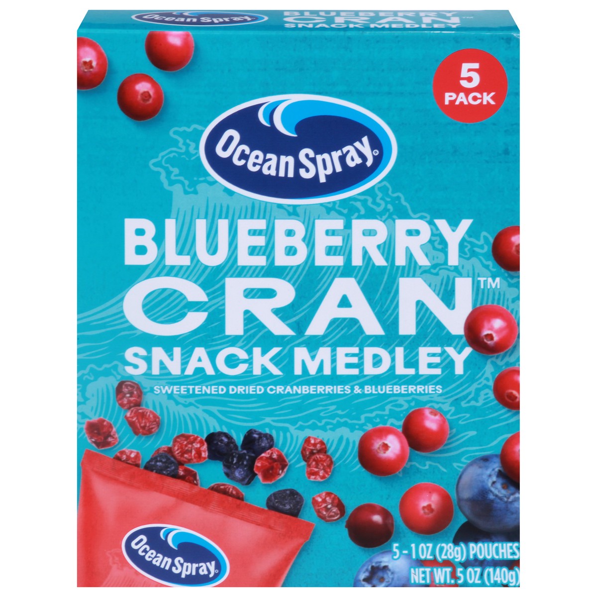 slide 1 of 9, Ocean Spray Blueberry Cran Snack Medley 5 - 1 oz Pouches, 5 oz