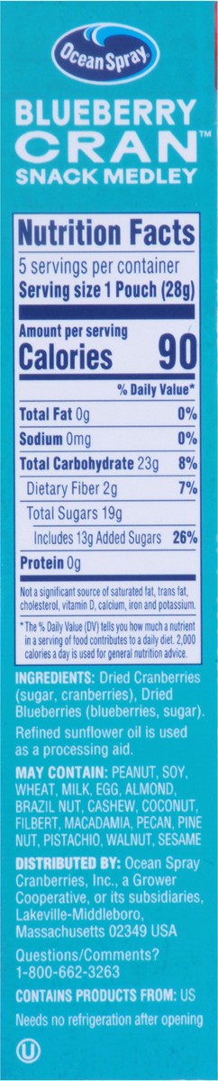 slide 7 of 9, Ocean Spray Blueberry Cran Snack Medley 5 - 1 oz Pouches, 5 oz