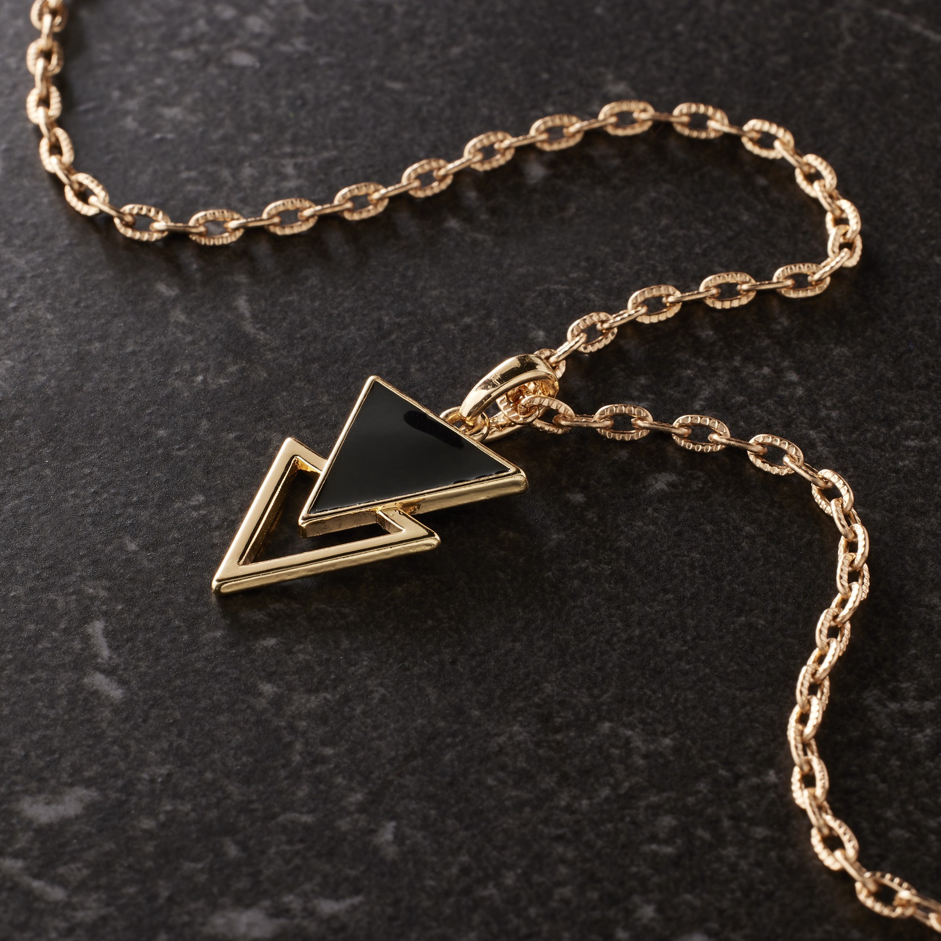 slide 3 of 3, Gold & Black Overlap Triangle Pendant By Bead Landing, 20 mm