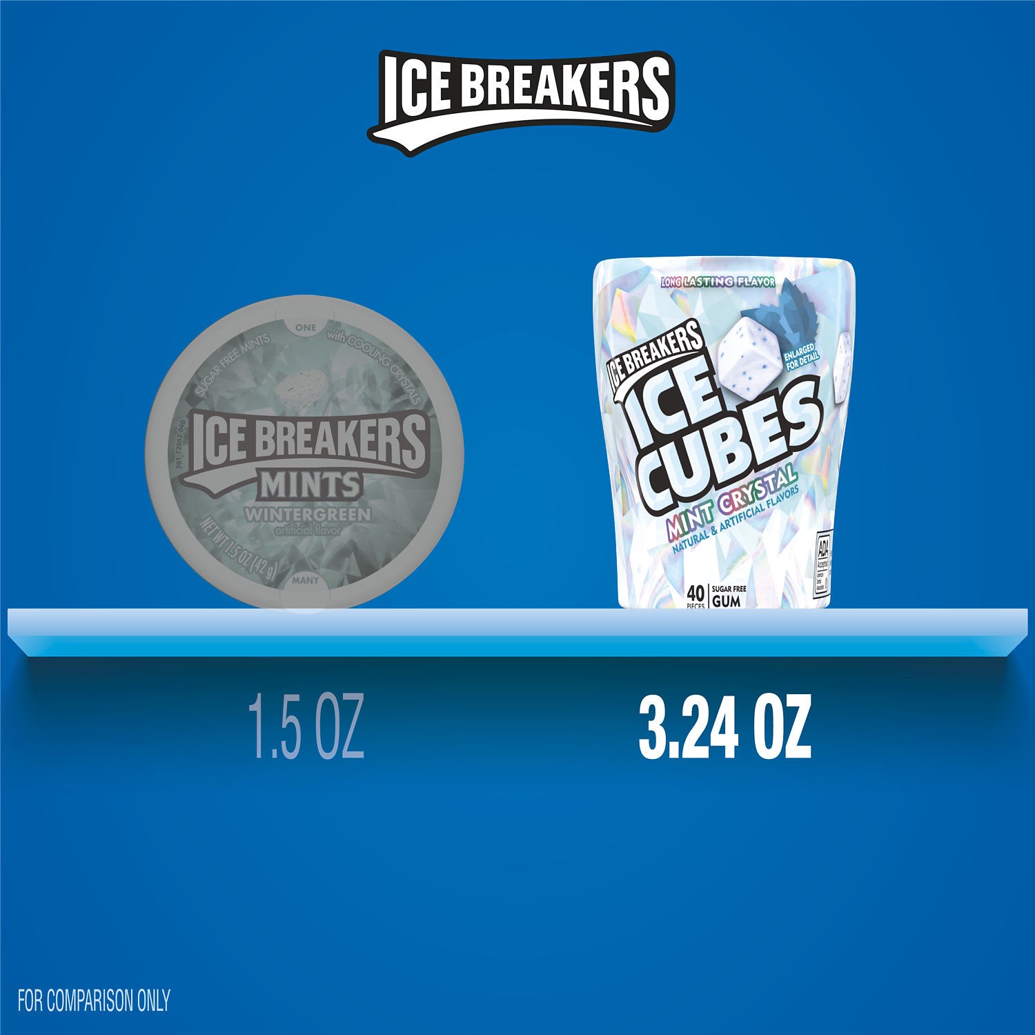 slide 2 of 5, Ice Breakers Ice Cubes Mint Crystal Sugar Free Chewing Gum Bottle, 3.24 oz (40 Pieces), 3.24 oz