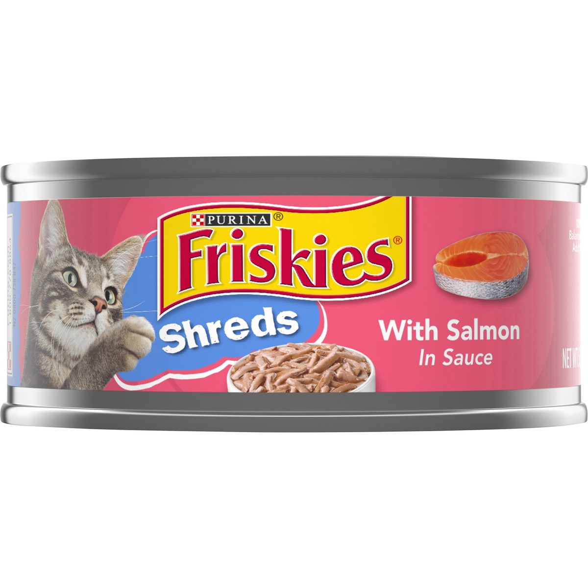 slide 9 of 14, Friskies Purina Friskies Wet Cat Food, Shreds With Salmon in Sauce, 5.5 oz