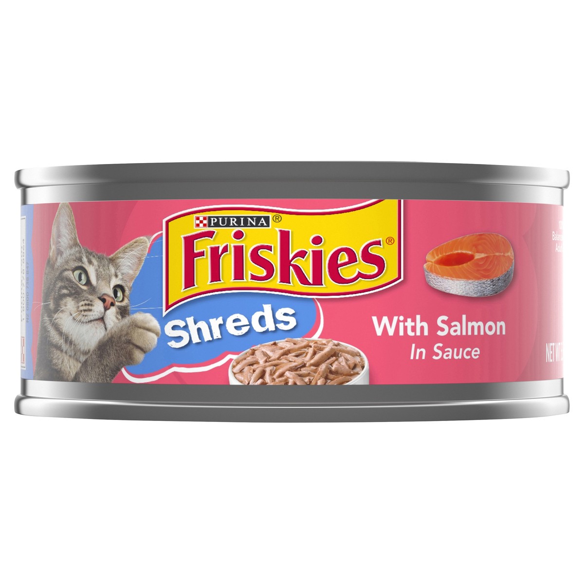 slide 3 of 14, Friskies Purina Friskies Wet Cat Food, Shreds With Salmon in Sauce, 5.5 oz